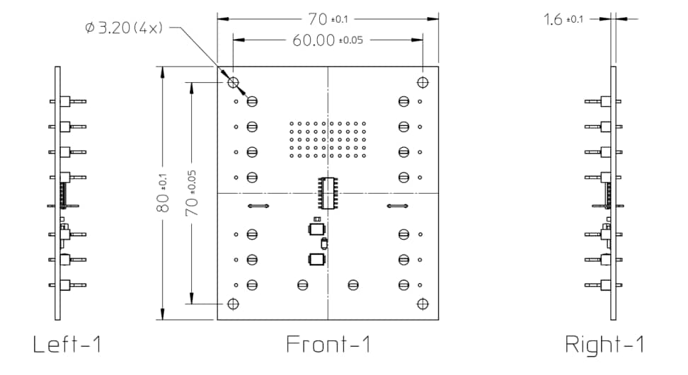 Plan mécanique - Broadcom Cartes d’évaluation de pilote de ligne AELT-8000